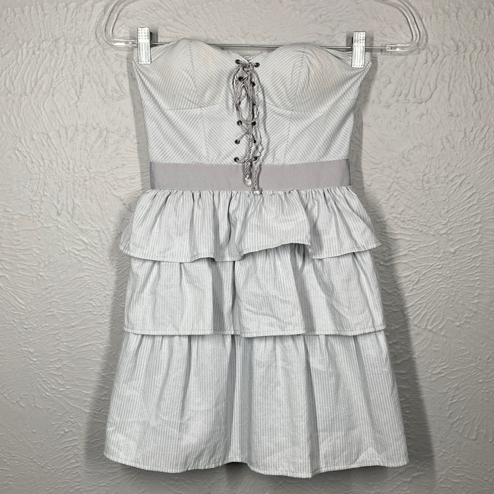 Kimchi Blue Blue Gray Strapless Ruffle Mini Dress Women's Size XS